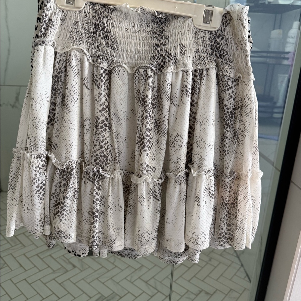 Altar'd State Black and White Snake Print Mini Skirt